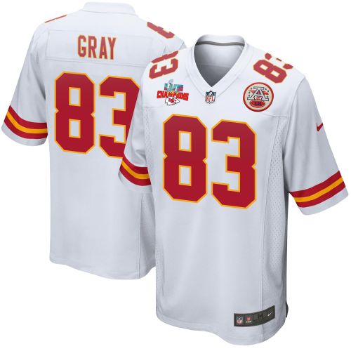 Noah Gray 83 Kansas City Chiefs Super Bowl LVII Champions 3 Stars Men Game Jersey - White