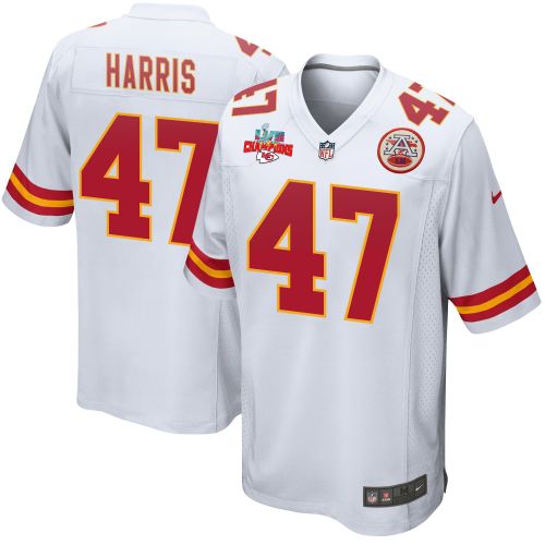 Darius Harris 47 Kansas City Chiefs Super Bowl LVII Champions 3 Stars Men Game Jersey - White