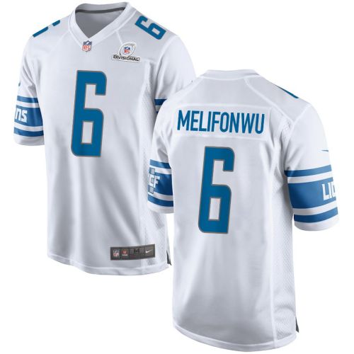 Ifeatu Melifonwu 6 Detroit Lions 2024 Divisional Patch Game Men Jersey - White