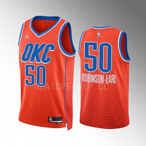 Jeremiah Robinson-Earl 50 Oklahoma City Thunder Orange Men Jersey 2022-23 Statement Edition Swingman