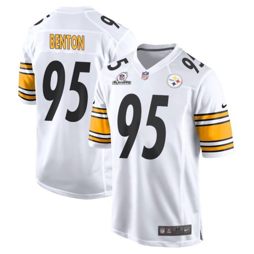 Keeanu Benton 95 Pittsburgh Steelers 2023 Playoffs Patch Game Men Jersey - White