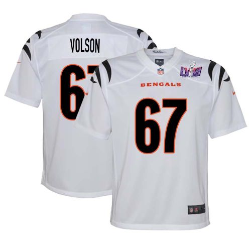 Cordell Volson 67 Cincinnati Bengals Super Bowl LVIII YOUTH Away Limited Jersey - White