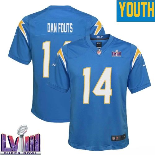 Dan Fouts 14 Los Angeles Chargers Super Bowl LVIII YOUTH Home Game Jersey - Powder Blue