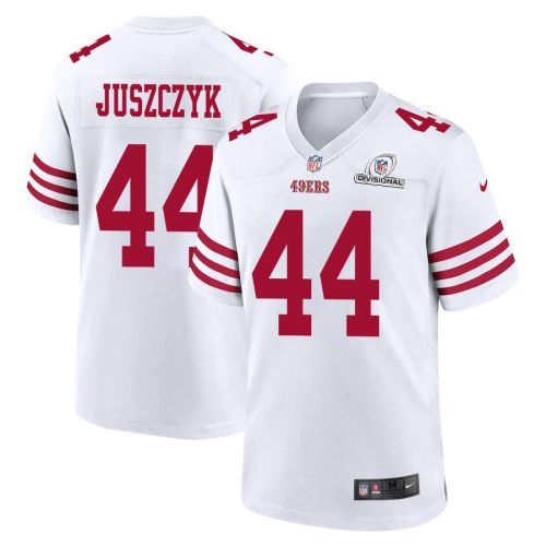 Kyle Juszczyk 44 San Francisco 49ers 2024 Divisional Patch Game Men Jersey - White