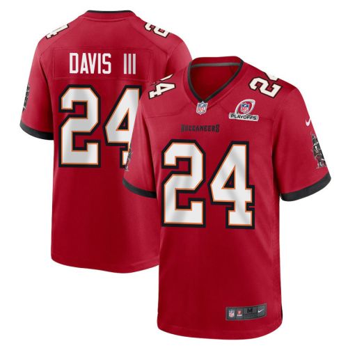 Carlton Davis III 24 Tampa Bay Buccaneers 2023 Playoffs Patch Game Men Jersey - Red