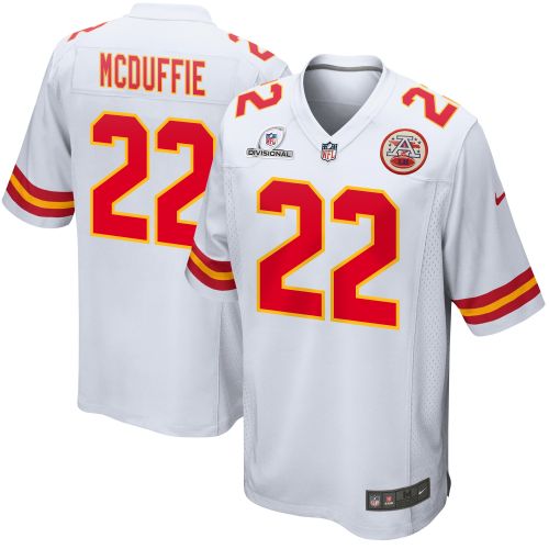 Trent McDuffie 22 Kansas City Chiefs 2024 Divisional Patch Game Men Jersey - White