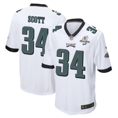 Josiah Scott 34 Philadelphia Eagles 2023 Playoffs Patch Game Men Jersey - White