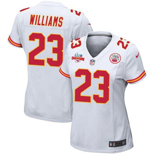 Joshua Williams 23 Kansas City Chiefs Super Bowl LVII Champions 3 Stars Women Game Jersey - White