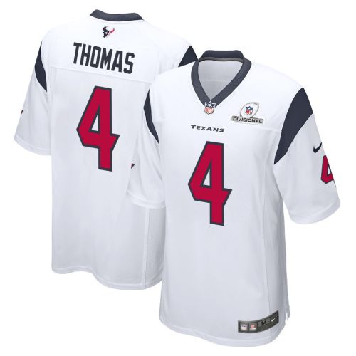 Tavierre Thomas 4 Houston Texans 2024 Divisional Patch Game Men Jersey - White