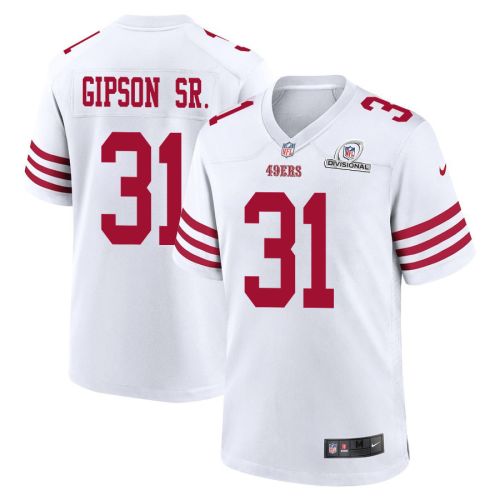 Tashaun Gipson Sr. 31 San Francisco 49ers 2024 Divisional Patch Game Men Jersey - White