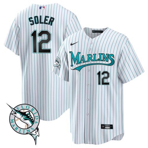 Jorge Soler 12 Miami Marlins Throwback Cool Base Men Jersey - White