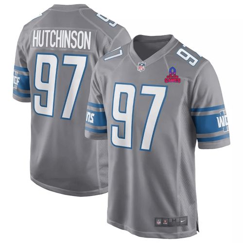 Aidan Hutchinson 97 Detroit Lions 2024 Pro Bowl Patch Game Men Jersey - Gray