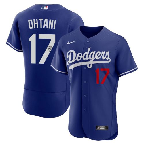 Shohei Ohtani 17 Signed Los Angeles Dodgers Alternate ELITE Jersey - Men Royal Jersey