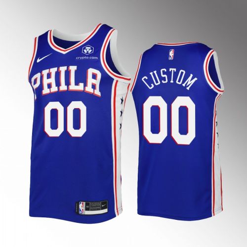 Custom 00 2022-23 Philadelphia 76ers Royal Icon Edition Jersey Swingman