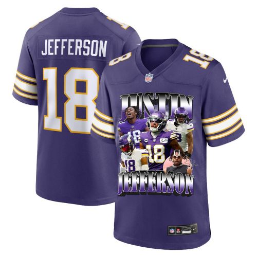 Justin Jefferson 18 Minnesota Vikings Purple and Gold Game Jersey - Men