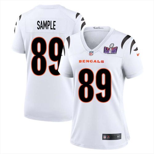 Drew Sample 89 Cincinnati Bengals Super Bowl LVIII Women Away Limited Jersey - White