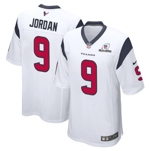 Brevin Jordan 9 Houston Texans 2023 Playoffs Patch Game Men Jersey - White