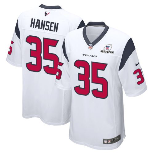 Jake Hansen 35 Houston Texans 2023 Playoffs Patch Game Men Jersey - White