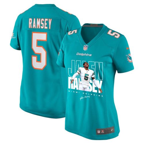 Jalen Ramsey 5 Signed Miami Dolphins Game Women Jersey - Aqua