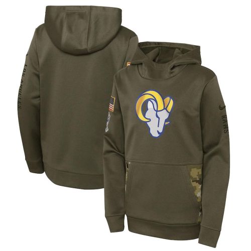 Los Angeles Rams Youth 2022 Salute To Service Performance Pullover Hoodie - Olive