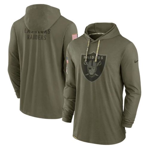 Las Vegas Raiders 2022 Salute to Service Tonal Pullover Men Hoodie - Olive