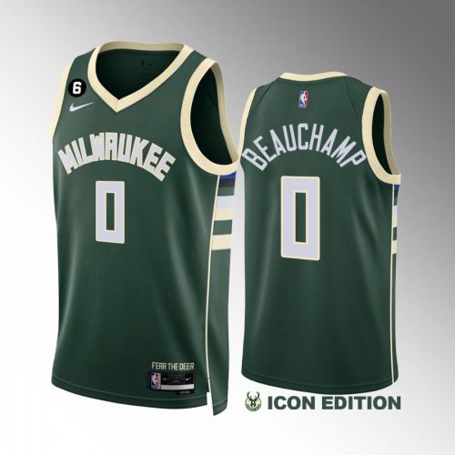 MarJon Beauchamp 0 Milwaukee Bucks Green Jersey 2022-23 Icon Edition NO.6 Patch