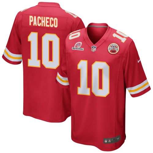 Isiah Pacheco 10 Kansas City Chiefs 2024 Divisional Patch Game Men Jersey - Red