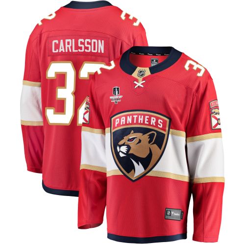 Florida Panthers Lucas Carlsson 32 Home 2023 Stanley Cup Final Breakaway Men Jersey - Red