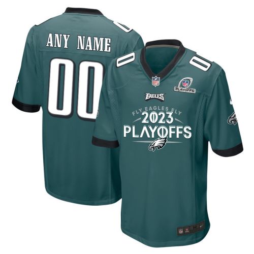 Philadelphia Eagles Fly Eagles Fly 2023 Playoffs Game Men Custom Jersey - Midnight Green