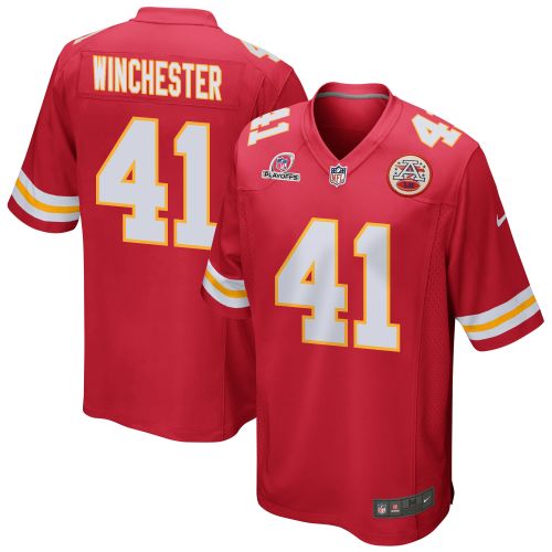 James Winchester 41 Kansas City Chiefs 2023 Playoffs Patch Game Men Jersey - Red