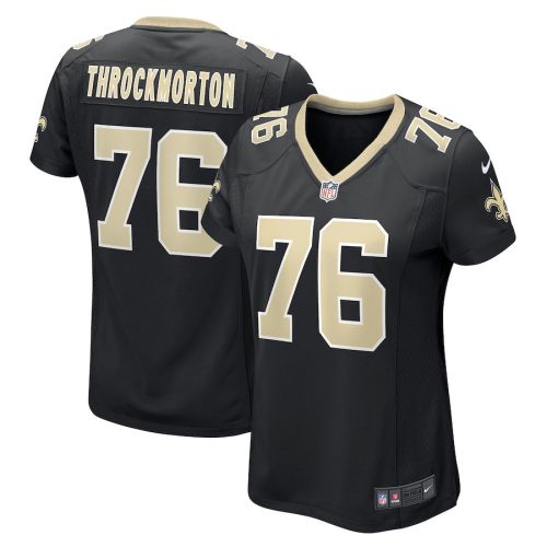 Calvin Throckmorton 76 New Orleans Saints Women's Game Jersey - Black