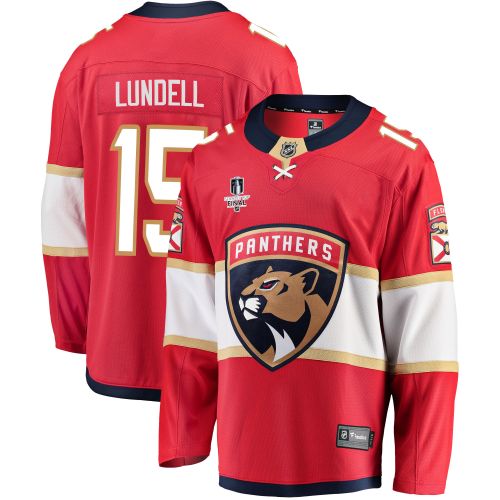 Florida Panthers Anton Lundell 15 Home 2023 Stanley Cup Final Breakaway Men Jersey - Red