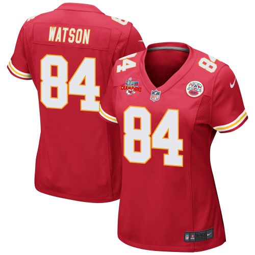 Justin Watson 84 Kansas City Chiefs Super Bowl LVII Champions 3 Stars Women Game Jersey - Red