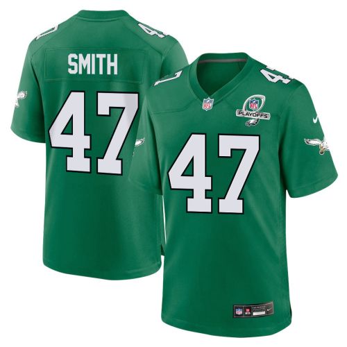 Brandon Smith 47 Philadelphia Eagles 2023 Playoffs Patch Alternate Game Men Jersey - Kelly Green