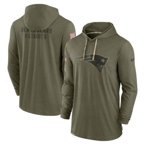 Men New England Patriots 2022 Salute to Service Tonal Pullover Hoodie - Olive