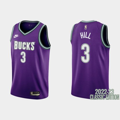 Milwaukee Bucks George Hill 3 2022-23 Classic Edition Purple Men Jersey