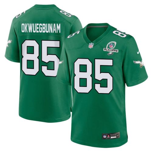 Albert Okwuegbunam 85 Philadelphia Eagles 2023 Playoffs Patch Alternate Game Men Jersey - Kelly Green