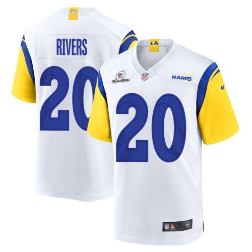 Ronnie Rivers 20 Los Angeles Rams 2023 Playoffs Patch Game Men Jersey - White