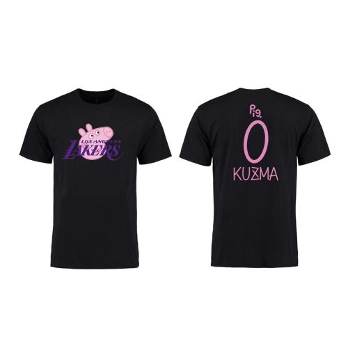 Kyle Kuzma 0 Los Angeles Lakers Pig Print T-Shirt - Black