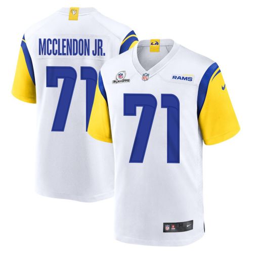 Warren McClendon Jr. 71 Los Angeles Rams 2023 Playoffs Patch Game Men Jersey - White