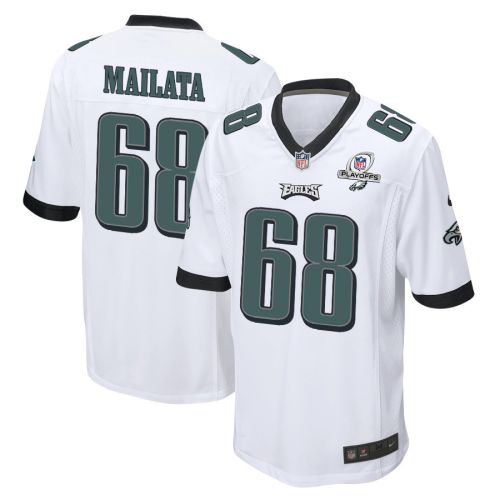 Jordan Mailata 68 Philadelphia Eagles 2023 Playoffs Patch Game Men Jersey - White