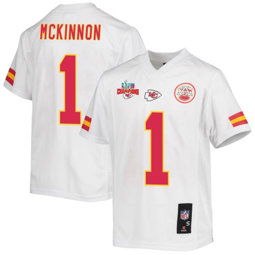 Jerick McKinnon 1 Kansas City Chiefs Super Bowl LVII Champions 3 Stars Youth Game Jersey - White