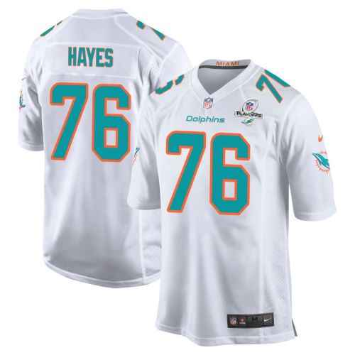 Ryan Hayes 76 Miami Dolphins 2023 Playoffs Patch Game Men Jersey - White