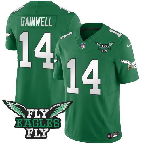 Kenneth Gainwell 14 Philadelphia Eagles Fly Eagles Fly Patch Alternate Game Men Jersey - Kelly Green