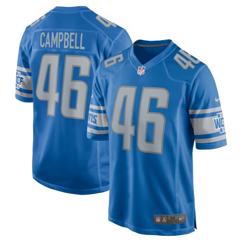 Jack Campbell 46 Detroit Lions 2023 NFL Draft Game Jersey - Blue