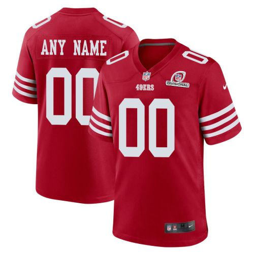 San Francisco 49ers 2024 Divisional Patch Game Men Custom Jersey - Scarlet