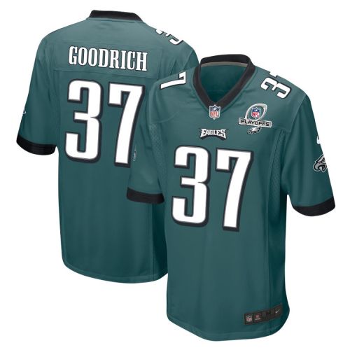 Mario Goodrich 37 Philadelphia Eagles 2023 Playoffs Patch Game Men Jersey - Midnight Green