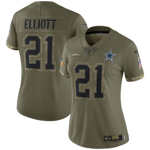 Ezekiel Elliott Dallas Cowboys Women's 2022 Salute To Service Limited Jersey - Olive