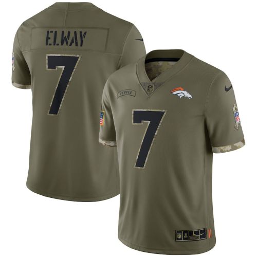 John Elway Denver Broncos 2022 Salute To Service Retired Player Limited Jersey - Olive