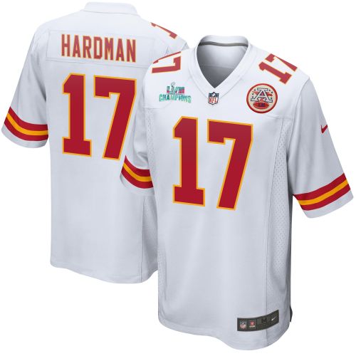 Mecole Hardman 17 Kansas City Chiefs Super Bowl LVII Champions Men Game Jersey - White